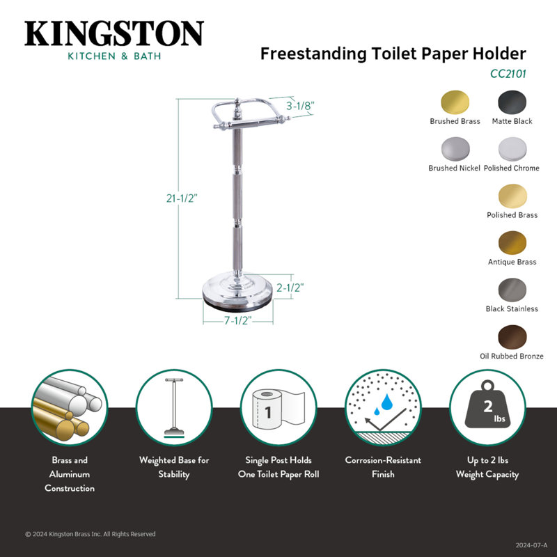Kingston Brass Georgian Freestanding Toilet Paper Holder, Brushed Brass