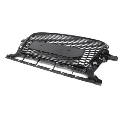 Calandre en nid d'abeille pour audi Q5 / SQ5 2013-2017 (spécification UE / États-Unis) - Noir brillant sans logo - Remplacement ABS direct - Pare-chocs de haute qualité - Cadre noir brillant