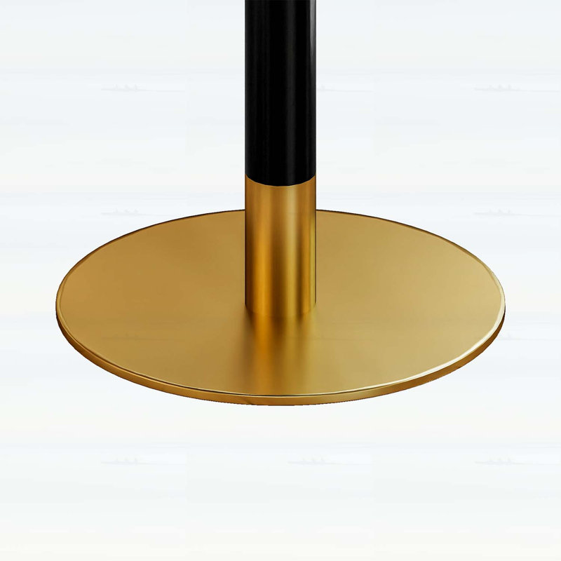 Table de salle à manger élégante avec plateau en faux marbre, structure en métal robuste, Black+Gold
