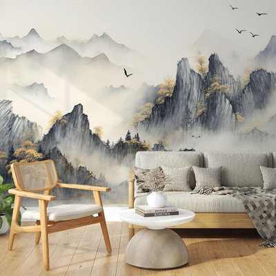 Papier peint paysage de montagne Serene Misty