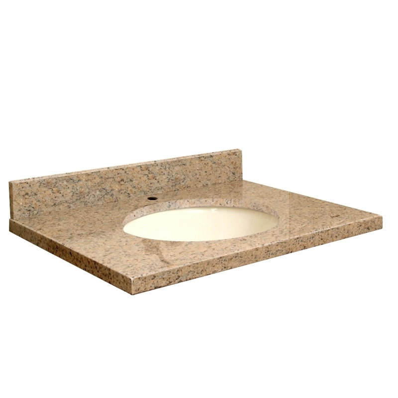 49'' Granite Single Bathroom Vanity Top with Sink, Uba Verde, Single, White