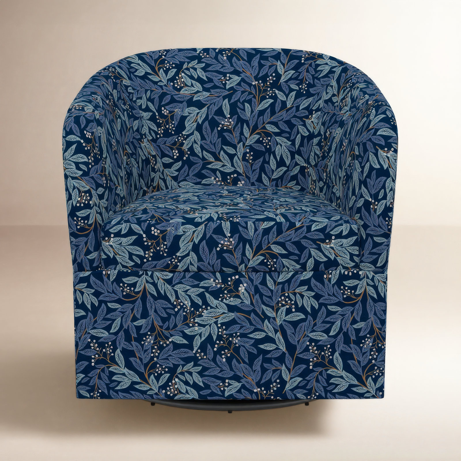 Rifle Paper Co. x Cloth & Company Pembroke Swivel Armchair, Rpc Willowberry Navy Linen