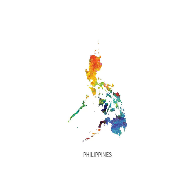 «Philippines Map» par Michael Tompsett, impression sur toile tendue, H 18 po x l 12 po x 1,5 po