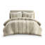 Édredon 3 pièces taupe pour lit double / grand lit - tissu de coton, édredon rayé, rembourrage, garniture, Bartacks visibles, housse, rayures avec style,