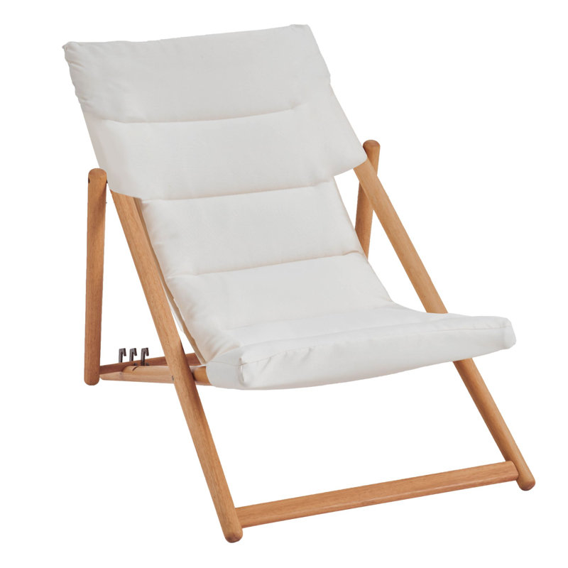 Folding Deck Chair With Cushions, Lawn And Beach Chairs, Beige