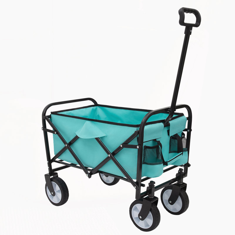 Chariot pliable pliable avec roulettes, Bleu vert