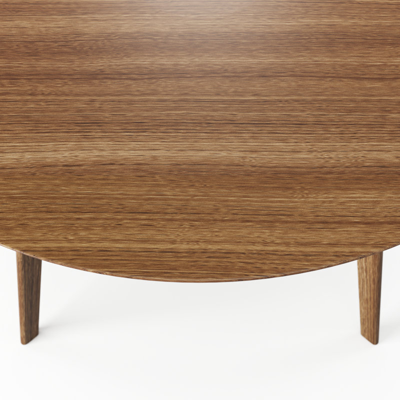 Ferdy Round Solid Wood Base Dining Table, Rose Oak