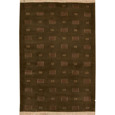 Hand-Knotted High-Quality Green Area Rug