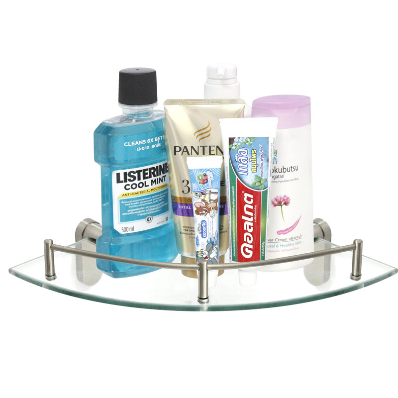Azah Corner Corner Shelf, Satin Nickel
