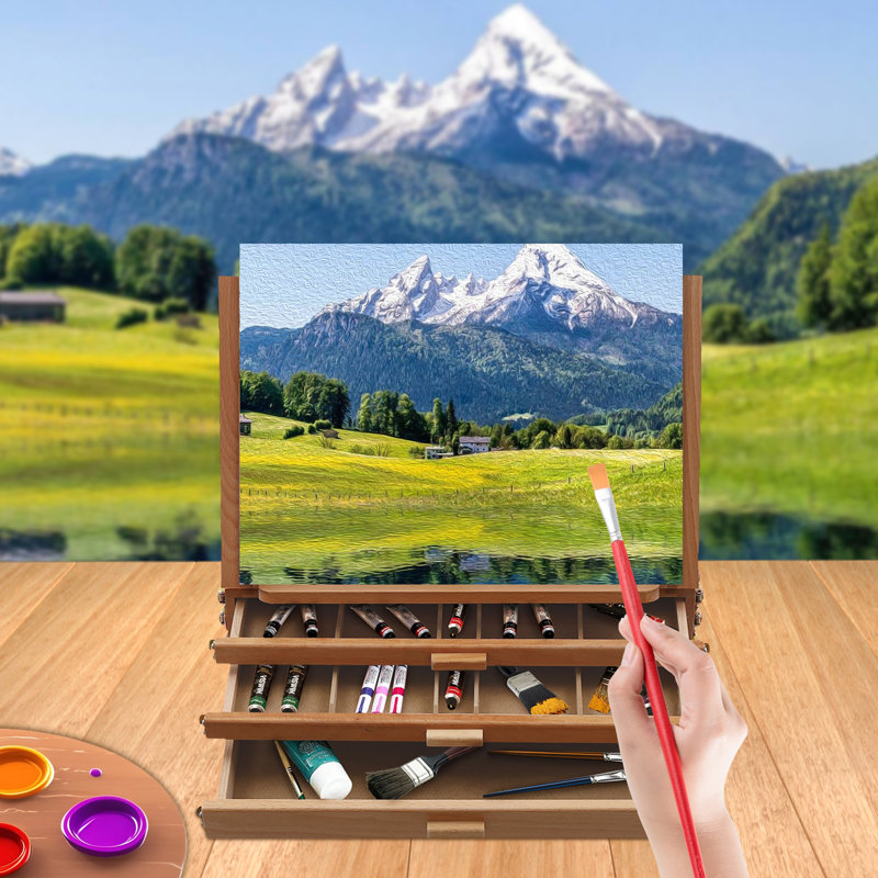 Adjustable Storage Box Easel, Painting Board Stand with Drawers