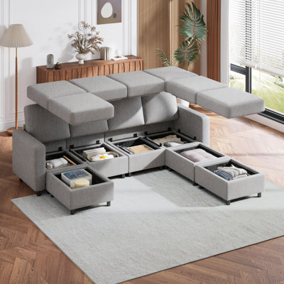 7 - Piece Modular Sectional Couch With Seat Storage , Modular Couches And Sofas Sectional With Ottoman