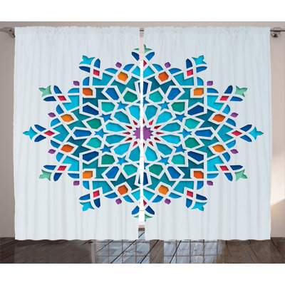 Orient Geometric Semi-Sheer Rod Pocket Curtain Panels