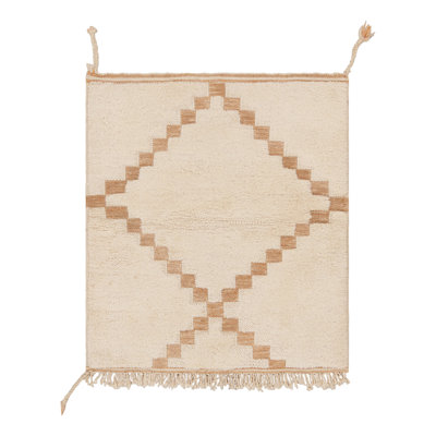 Rug & Kilim’S Moroccan Rug In Cream And Beige-Brown With Diamond Medallion