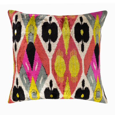 Oreiller en velours de soie Euphora Ikat, étui de 16 po x 24 po seulement