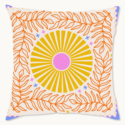 Coussin décoratif avec formes abstraites 18 po x 18 po Sunrays Shapes