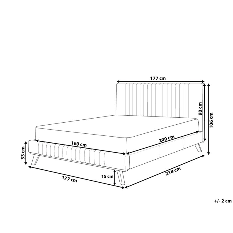 Warner Upholstered Bed, Dark Blue, European Kingsize (160 x 200 cm)