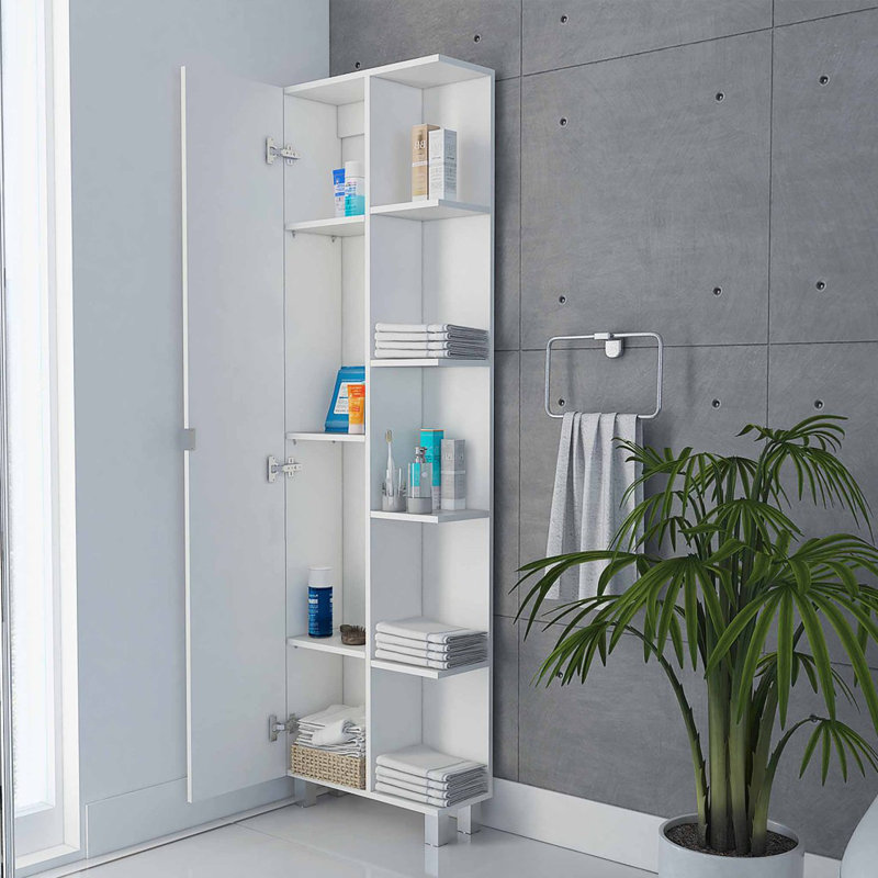 Smokey 5-Shelf Linen Cabinet, White