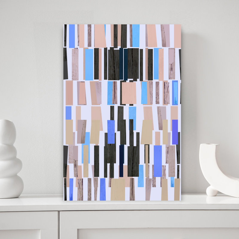 Art contemporain contemporain abstrait géométrique, H 18 po x l 12 po