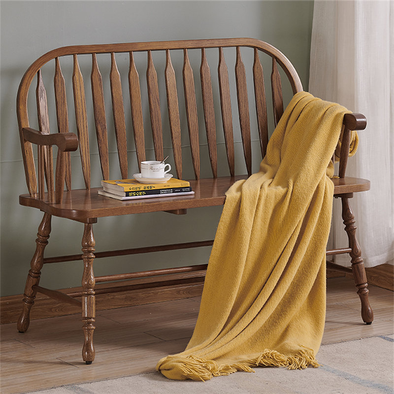 Banc en bois massif de style américain, Brun noisette