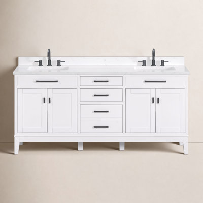 72" Carrara Marble Double Bathroom Vanity