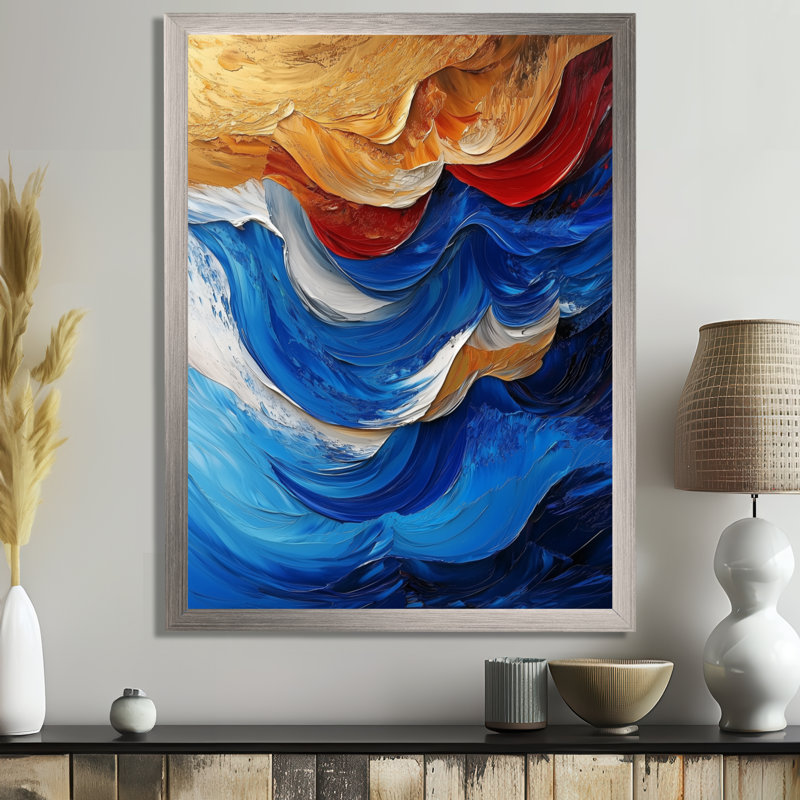 Nyra - art mural abstrait sur toile, 32" H x 16" W, Picture Framed, Silver