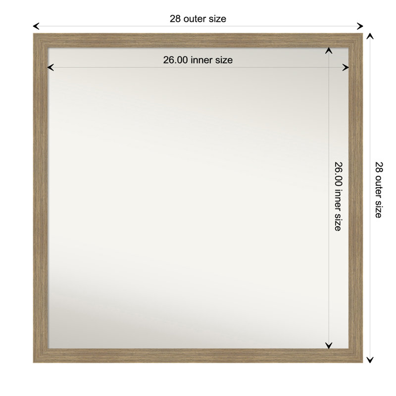 Miroir mural Jisu, 28 po x 28 po, Brun, Carré