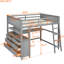 Lit mezzanine double avec bureau et tiroirs de rangement - Faites de votre chambre à coucher un espace fonctionnel élégant Contrôle de la qualité en bois de pin massif-293043698