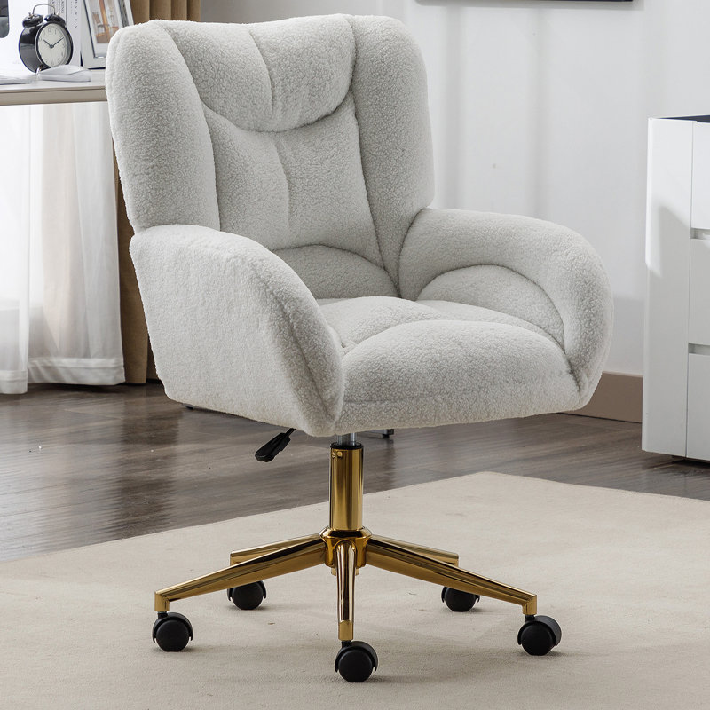 Chaise de bureau pivotante en tissu Teddy