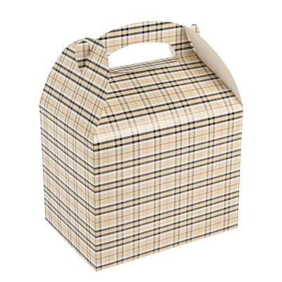 Restaurantware Gable Gift Boxes Pack of 100 Paper Treat Boxes 10 x 7 x 8 Inches, Disposable Plaid Containers, Sustainable, Freezer-safe, For Weddings or Birthdays