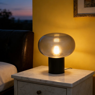 Modern Minimalist Art Deco-Style Marble Glass Bedside Table Lamp