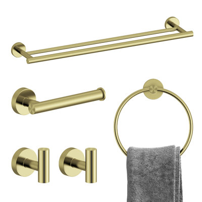 Radius 4-Piece Bathroom Hardware Set in Brushed Gold