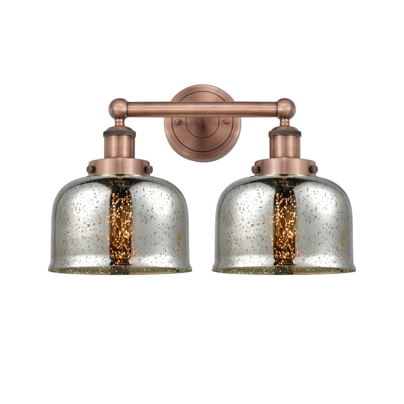 Éclairage pour meuble-lavabo à 2 lumières à intensité variable Arlester, Cuivre antique, Argent mercuré plaqué