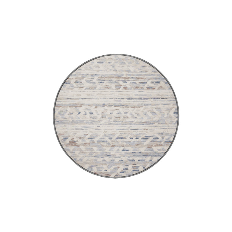 Tapis gris lavable à la machine, Rond 3 pi