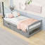 Lit plateforme simple en bois 2 tiroirs avec pieds centraux, tête de lit et pied de lit-1714551004