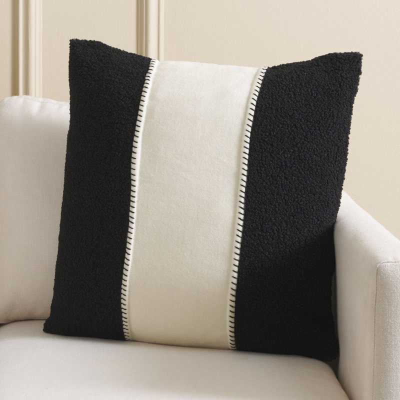 Housse et insert de coussin carré Camdyn, Noir / Ivoire