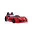 Lit de voiture de course rouge moderne et simple avec portes magnétiques, lumières à DEL sur les roues et le bas, côtés de tête de lit rembourrés, 4 options de son par télécommande, phares pour une finition de nuit avec style,-1991642738