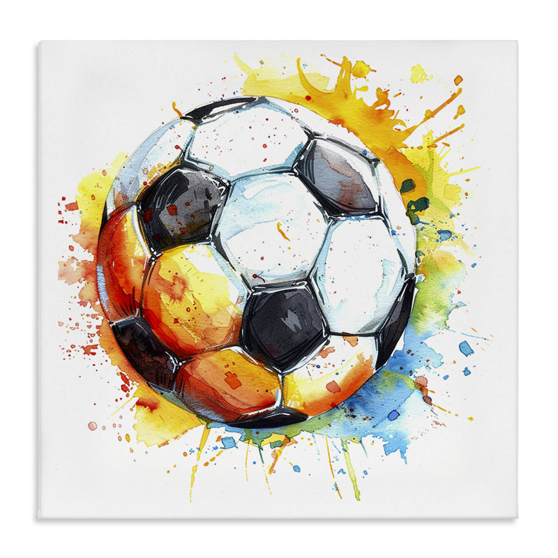  Soccer Ball Bright Splash Canvas Wall Art by LSR Design Studio, H 17 po x l 17 po