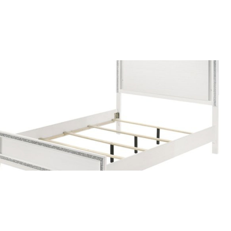 Festus Bed, Platform Bed, Bed Frame, Queen, White