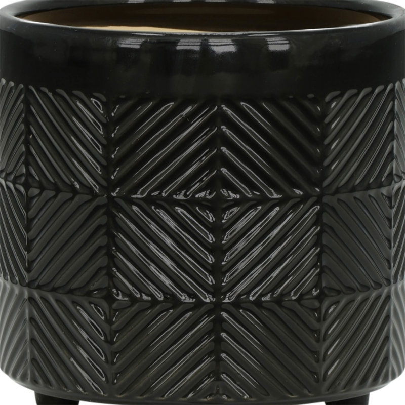 S/2 6/8" Textured Planters, Black