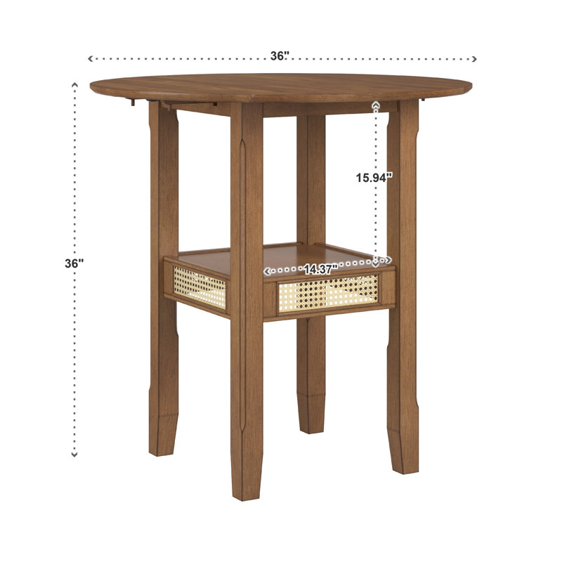 Pulukan Counter Height Drop Leaf Dining Table, Oak, Counter Height (36" Height)