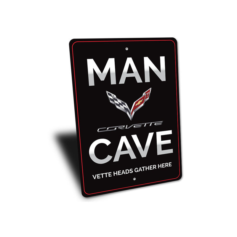 Enseigne Corvette Man Cave, H 18 po x l 12 po x P 0,06 po