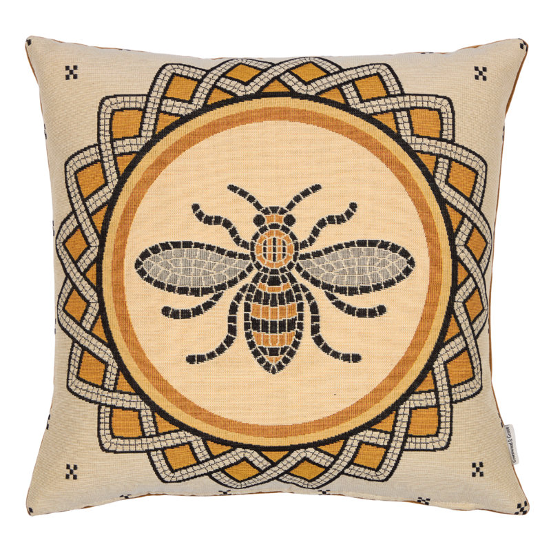 Mosaic Bee Woven Cushion with Fibre Filler 