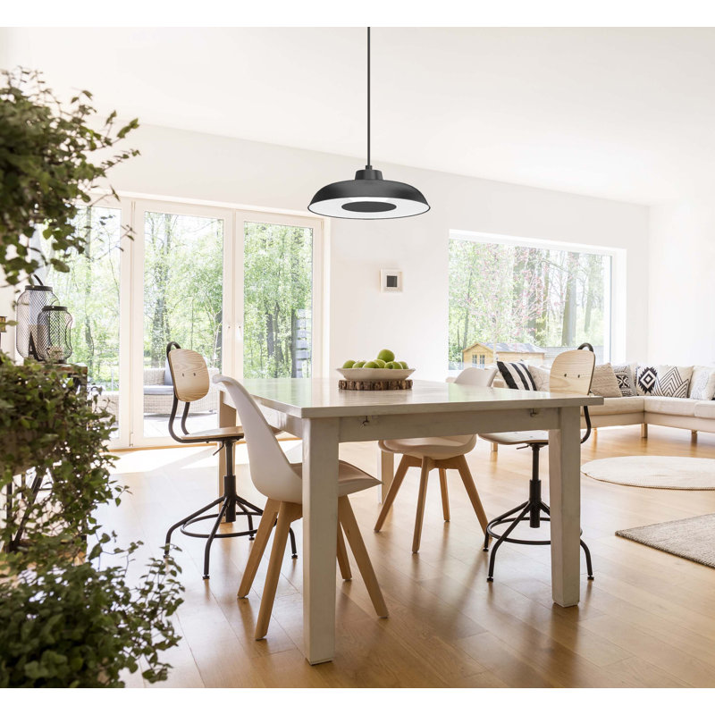 Black Satin LED Dome Pendant Light with Acrylic Shade