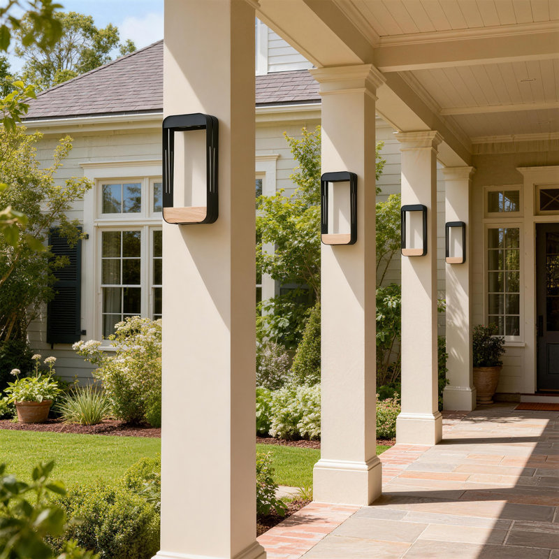Metal Outdoor Walllight With Solar-Powered LED With Dusk To Dawn(Set of 4), 13.5" H x 6.49" W x 4.72" D, Black