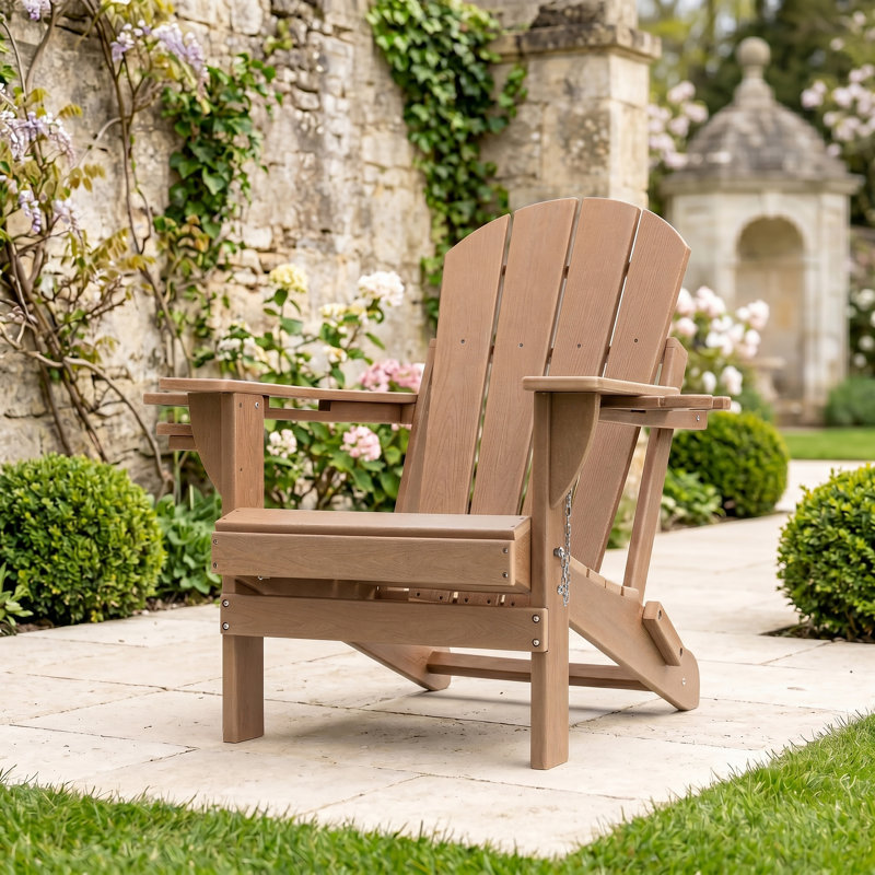 Foldable HDPE Adirondack Chair – Premium Weather-Resistant Patio Seating for All Seasons, Brown