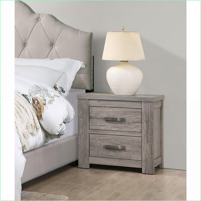 Rustic Light Grey 2-Drawer Bedroom Nightstand