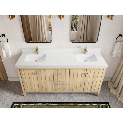 Chêne d'Atlanta 72 po X P 22 po D Meuble-lavabo double avec 2 po 