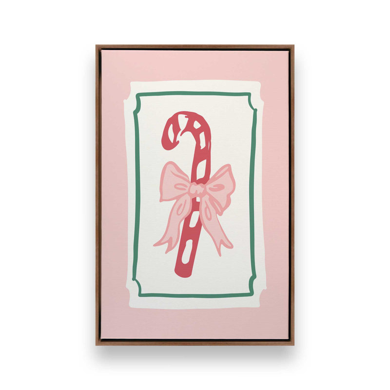 «Candy Cane Bow» par April Lane, reproduction d'art, H 32 po x l 24 po, Impression encadrée sans passe-partout, Brun