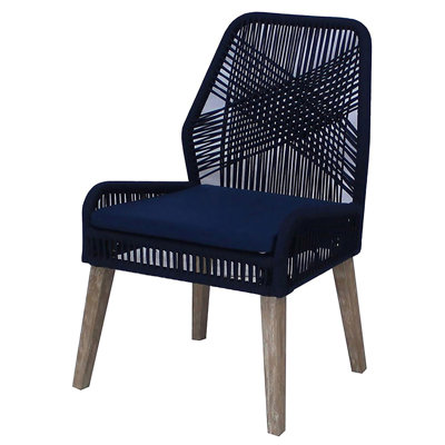 Chaises d'appoint bleu foncé 2 - construction, style rustique vieilli, coussins en mousse, bord de mer chic pour la maison de 2 cadres de salle à manger, pieds, style repas confortable