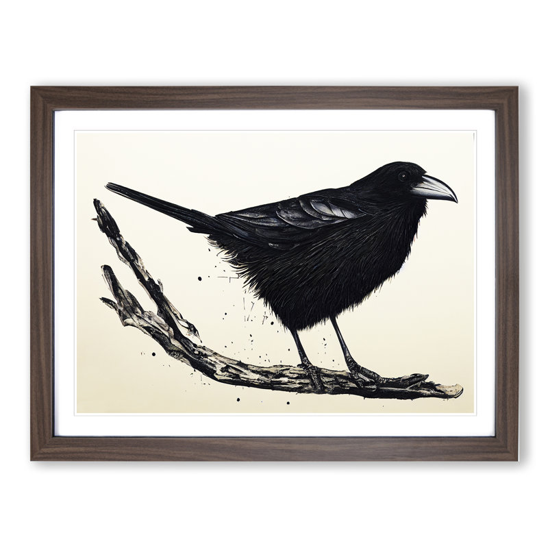 Crow Bird Splash Vol.1 - Framed Print, 46cm H x 64cm W x 2cm D, Walnut